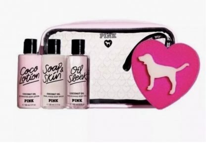 VICTORIA SECRET PINK TRAVEL PACK COCONUT OIL BODY CARE GIFT SET - Imagen 3