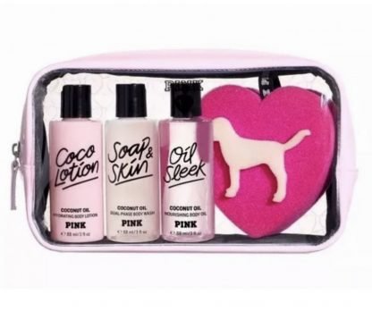 VICTORIA SECRET PINK TRAVEL PACK COCONUT OIL BODY CARE GIFT SET