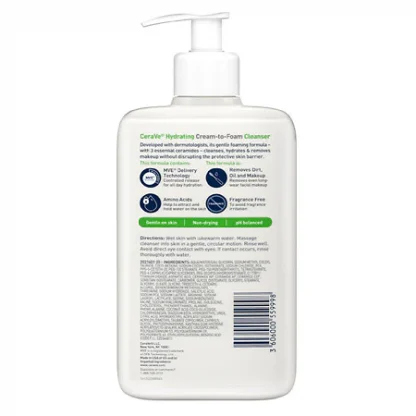 CeraVe Hydrating Cream-to-Foam Face Cleanser - Imagen 2