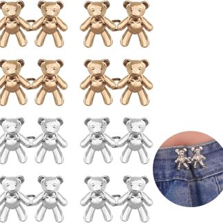4 pares de bonitos pantalones de mezclilla de oso con botones para ropa y pantalones, sin costura, cintura desmontable, ajuste corporal, hebillas de ajuste