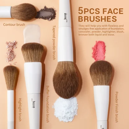 JESSUP BEAUTY Luxury Light Gray Comprehensive Eye and Face Brush Set 14pcs T329 - Imagen 5