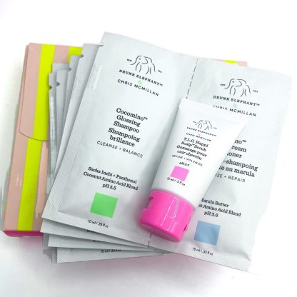 Drunk Elephant Happi TLC AHA Hair Scrub Set Marula Shampoo Conditioner Samples