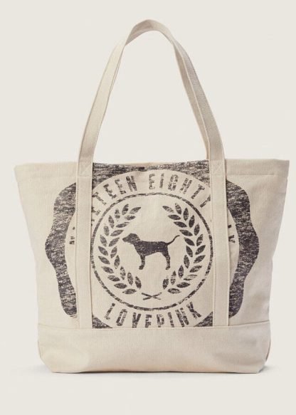 Victorias Secret PINK Beige Canvas Tote Everyday Bag