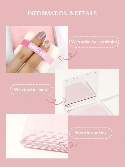 SHEGLAM Papel matificante con espejo y puff 50 piezas - Rosé - Imagen 4