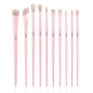 Jessup Crystal Pink Makeup Brushes Set Premium Vegan x 10 pc