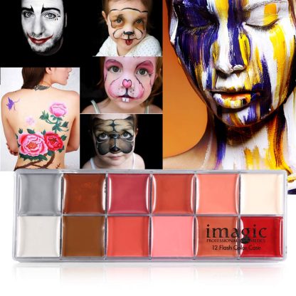 MAGIC 12 Colors Body Flash Tattoo Oil Painting Pigment Makeup Tool Fancy Dress Artist Palette for Halloween - Imagen 8