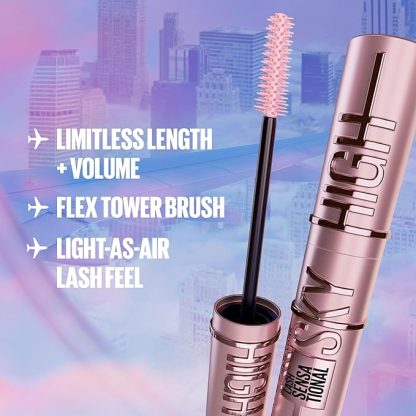 Maybelline Lash Sensational Sky High Washable Mascara, Blackest Black 800 - Imagen 2
