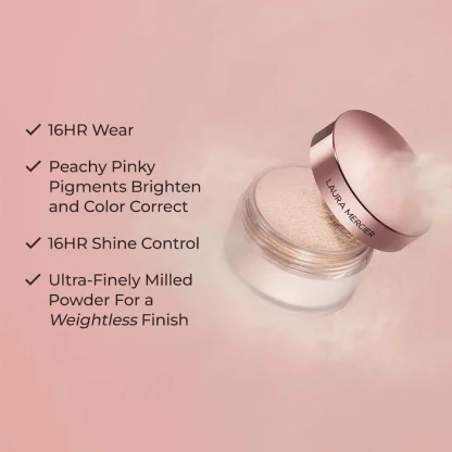 Laura Mercier Translucent Loose Setting Powder – Pink Tone-Up for Brightening - Imagen 5