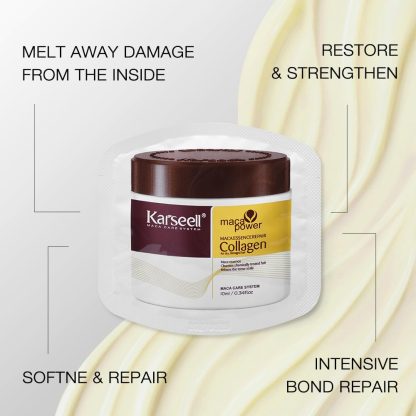 Karseell Collagen Hair Treatment Deep Repair Conditioning Argan Oil Collagen Hair Mask Essence for Dry Damaged Hair All Hair Types 10ml - Imagen 5