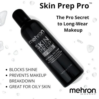 Mehron Makeup Skin Prep Pro Mattifying Skin Toner | Long Lasting Pre-Makeup Skin Primer 4 fl oz (120 ml) - Imagen 6