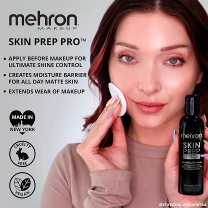 Mehron Makeup Skin Prep Pro Mattifying Skin Toner | Long Lasting Pre-Makeup Skin Primer 4 fl oz (120 ml) - Imagen 5