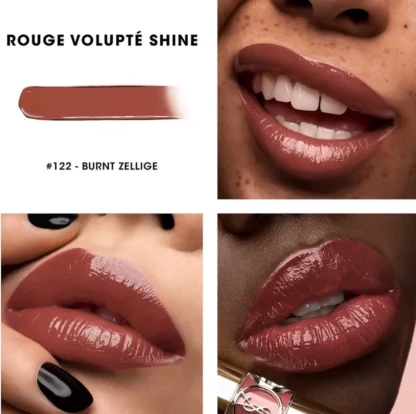 Yves Saint Laurent YSL Rouge Volupte Shine Oil-In-Stick #122 Burnt Zellige - Imagen 4