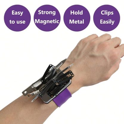 Pulsera magnética de silicona profesional para sujetar pinzas y horquillas de pelo NEGRA - Imagen 5