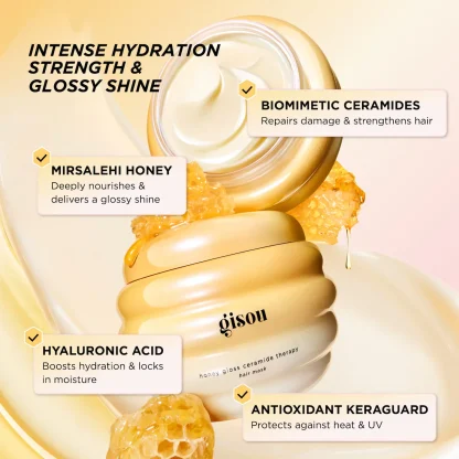 Gisou  Mini Honey Gloss Ceramide Therapy Hydrating Hair Mask  75ml - Imagen 6