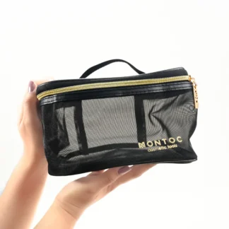 MONTOC Cosmetiquera negra con cierre dorado MN0152