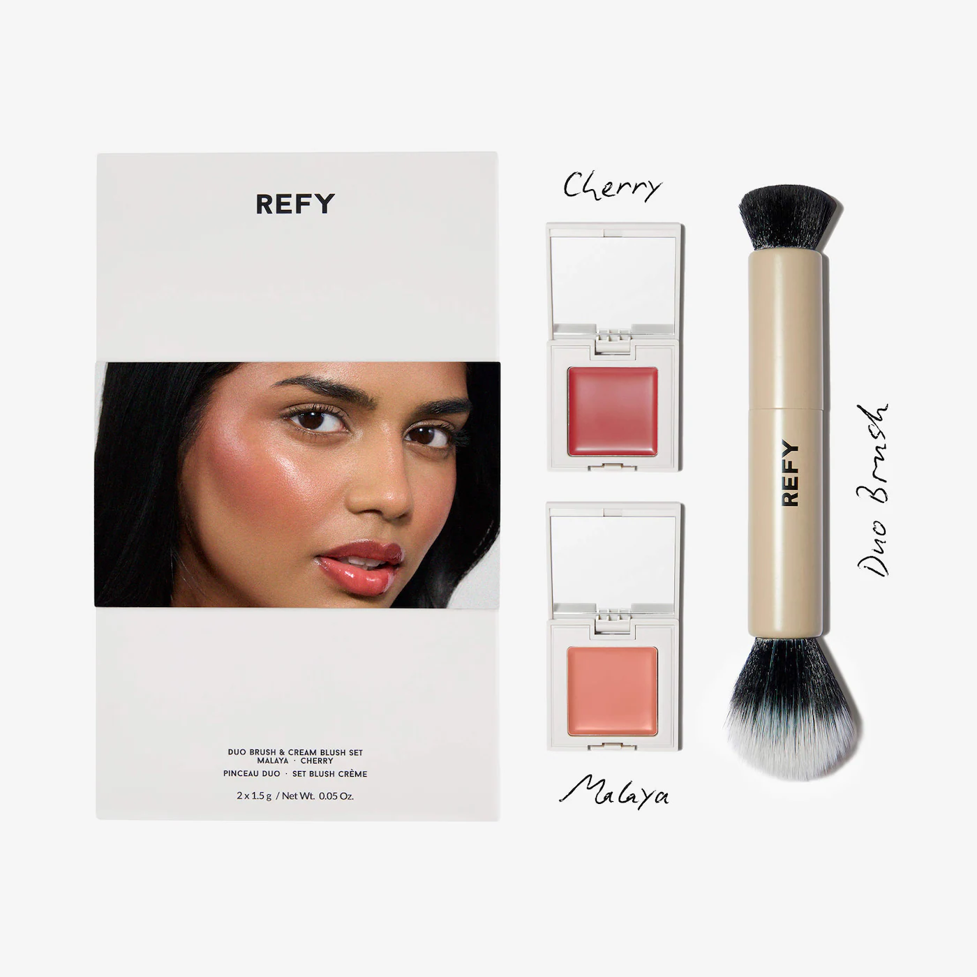 REFY Cream Blush Duo with Duo Face Brush Gift Set - Imagen 2