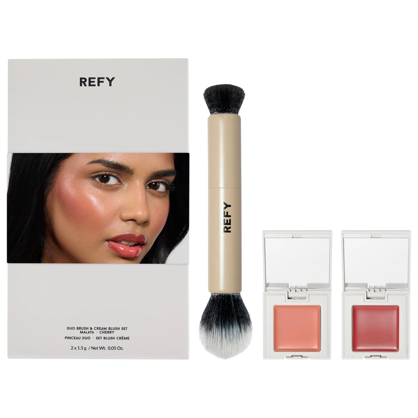 REFY Cream Blush Duo with Duo Face Brush Gift Set